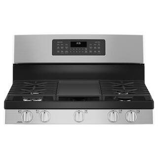 GE 30 in. 6.8 cu. ft. Freestanding Double Oven Gas Range in Stainless Steel with Convection and Air Fry JGBS86SPSS