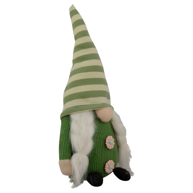 Green Striped Hat Girl Springtime Gnome