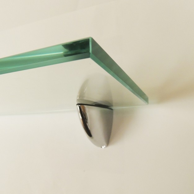 Glass Wall Shelf With Silver Brackets Inplace