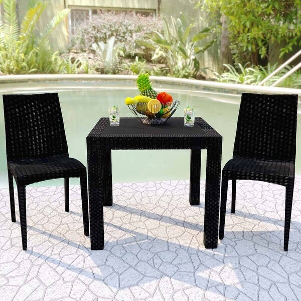 LeisureMod Mace Outdoor Square Dining Table With Umbrella Hole