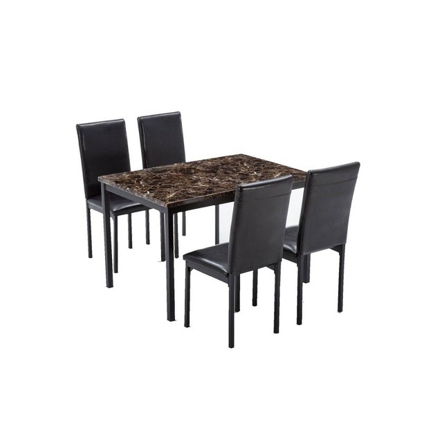 5pc Arjen Dining Set Black Finish Boraam