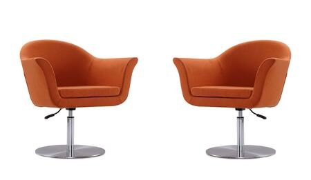 Manhattan Comfort Voyager Orange and Brushed Metal Woven Swivel Adjustable Accent Chair (Set of 2) - Manhattan Comfort 2-AC051-OR