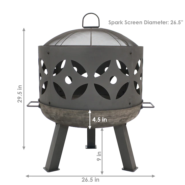 Sunnydaze Decor RCM-LG561N 26.5-in W Gray Cast Iron Wood-Burning Fire Pit