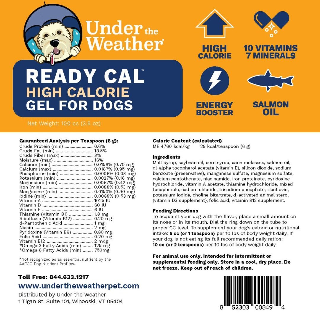 Under the Weather Ready Cal High Calorie Food Nutritional Gel Dog Supplement