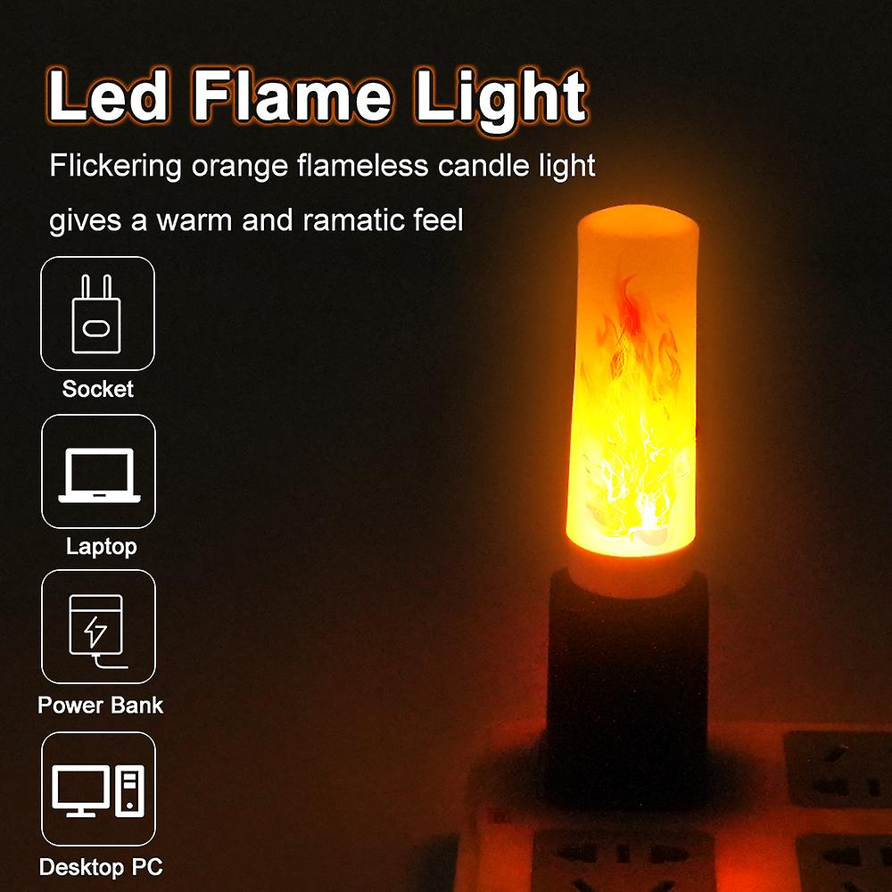 Usb Led Flame Flashing Candle Lights 5v Atmosphere Light Book Lamp For Bedroom Camping Lighting Led Flame Effect Fire Light Lamp