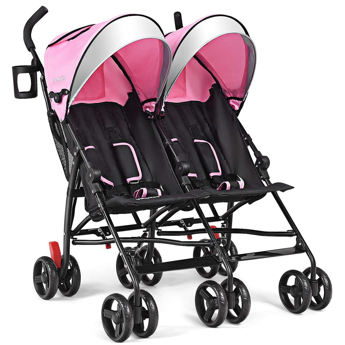 BABY JOY Double Light-Weight Stroller, Travel Foldable Design, Twin Umbrella Stroller with 5-Point Harness