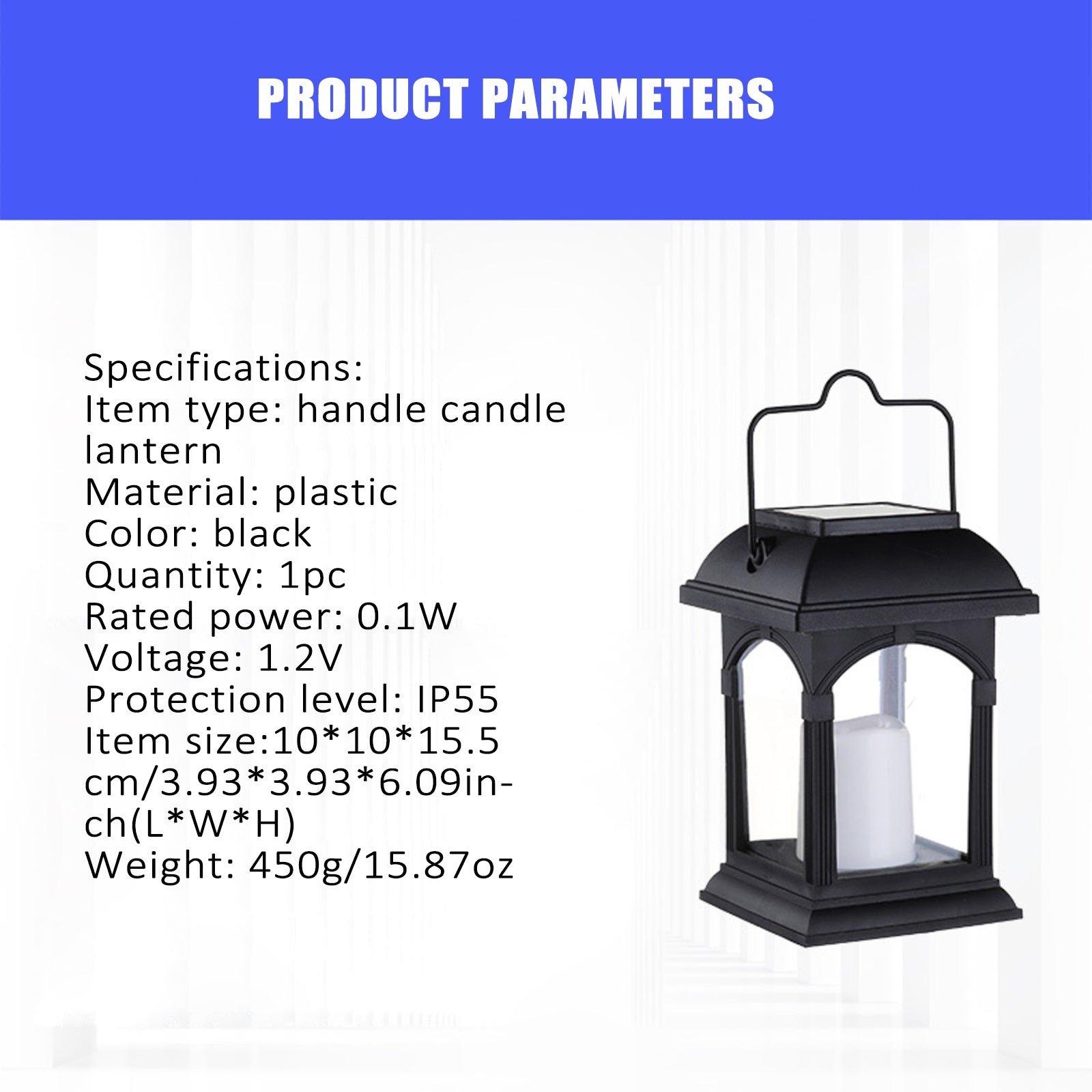 Waterproof Solar Handle Candle Lantern Outdoor Hanging Decorative Lantern For Patio Garden Yard