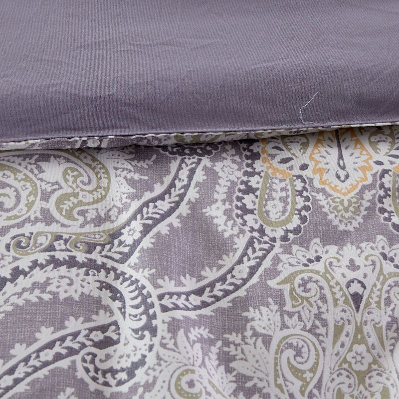 Chania 8 Piece King Bed Set with Paisley Print The Urban Port， Purple and White