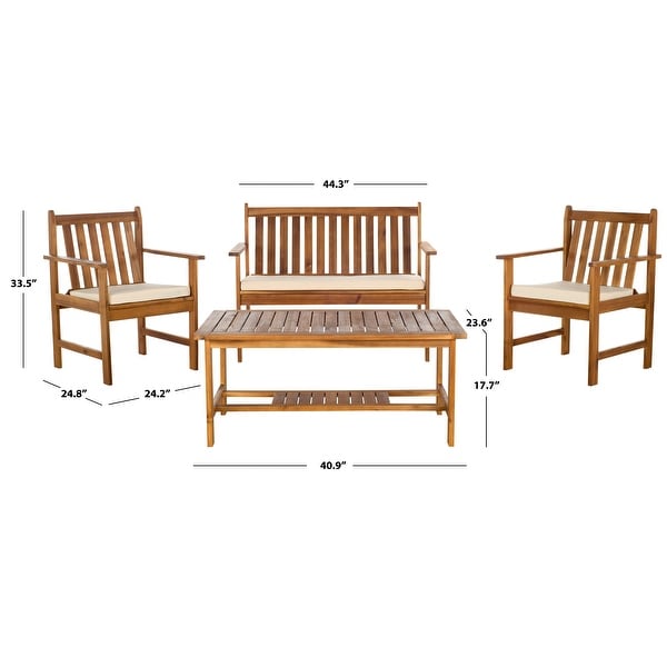 SAFAVIEH Outdoor Living Burbank Brown Acacia Wood 4piece Furniture Set