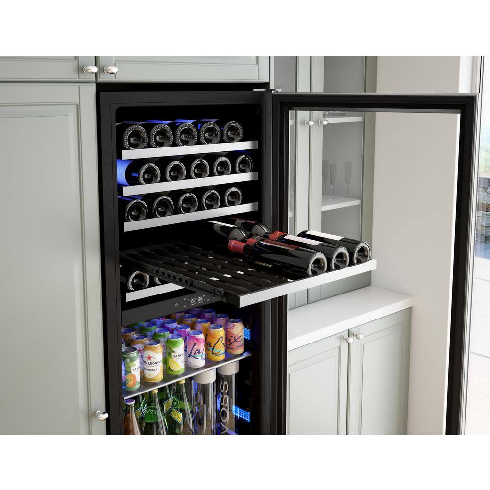 Zephyr Presrv 24 in. 59-Bottle Wine and 161-Can Dual Zone Beverage and Wine Cooler PRWB24F02AG