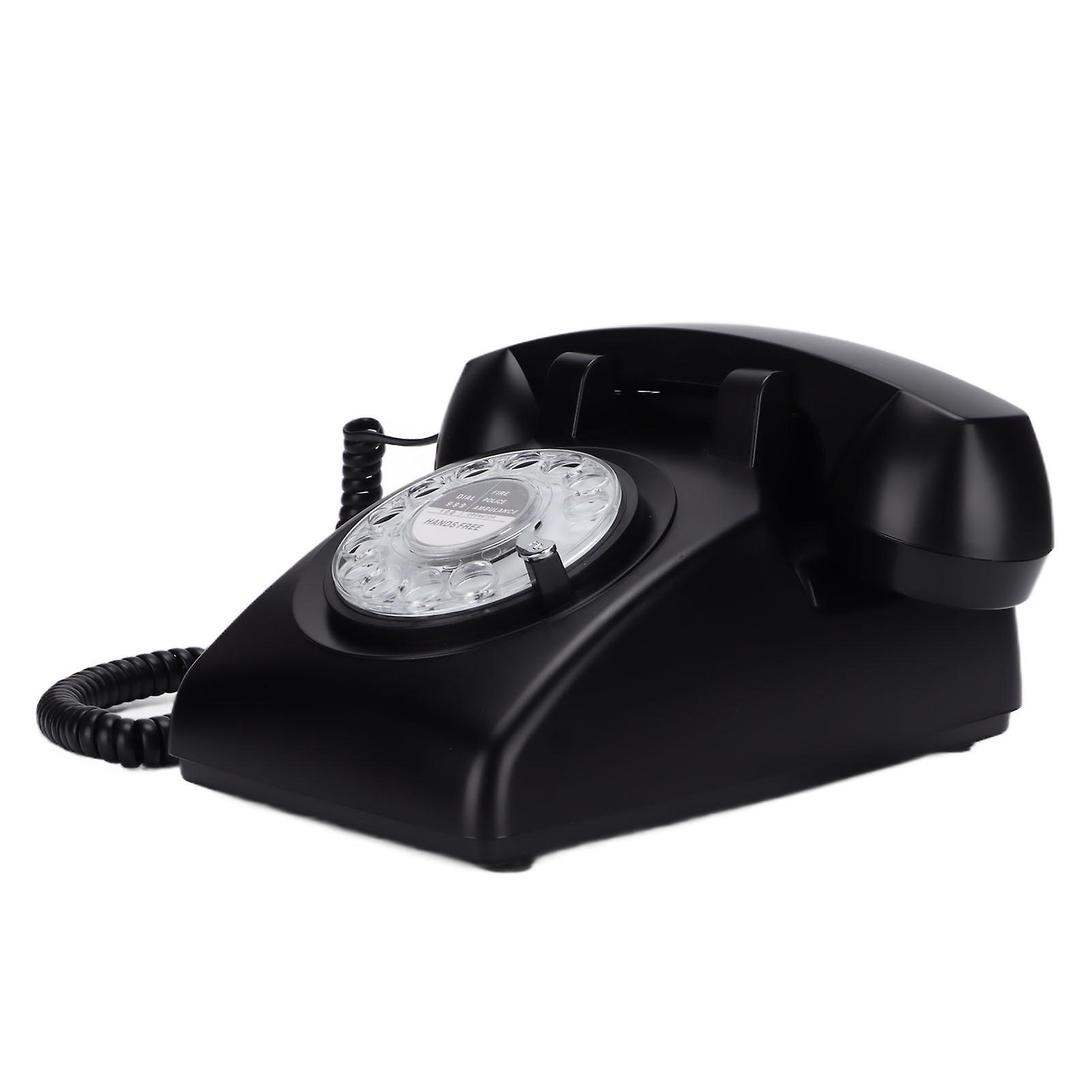 Retro Rotary Landline 60s Old Fashioned Classic Rotary Dial Wired Fixed Landline Telephoneblack