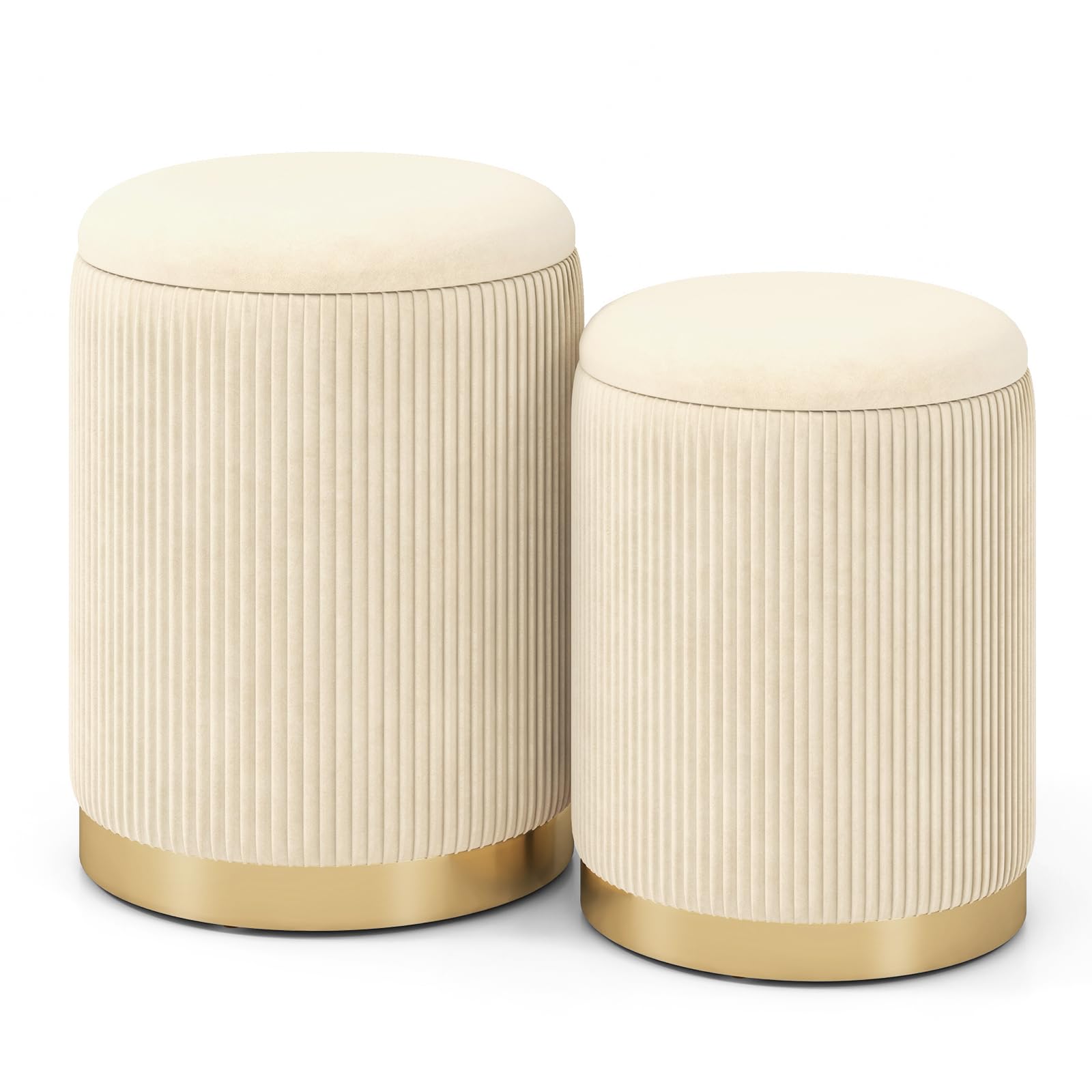 Giantex Ottoman with Storage - Set of 2 Storage Ottomans