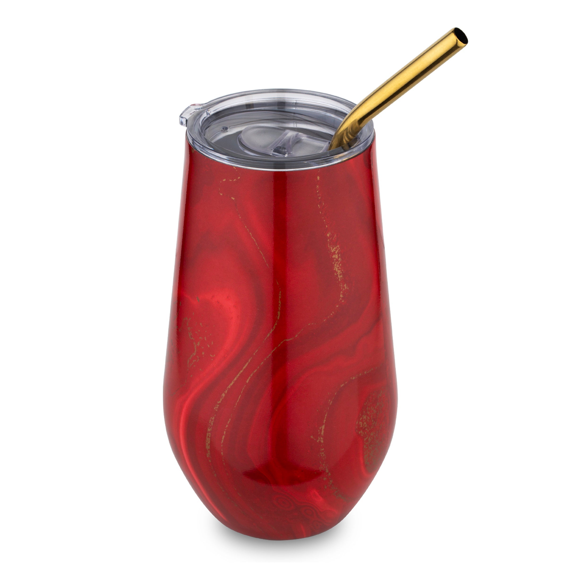 16 Oz Red Geo Wine Tumblers, Set Of 2