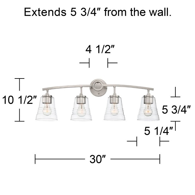 Wide 4 light Fixture Clear Glass Bathroom Vanity