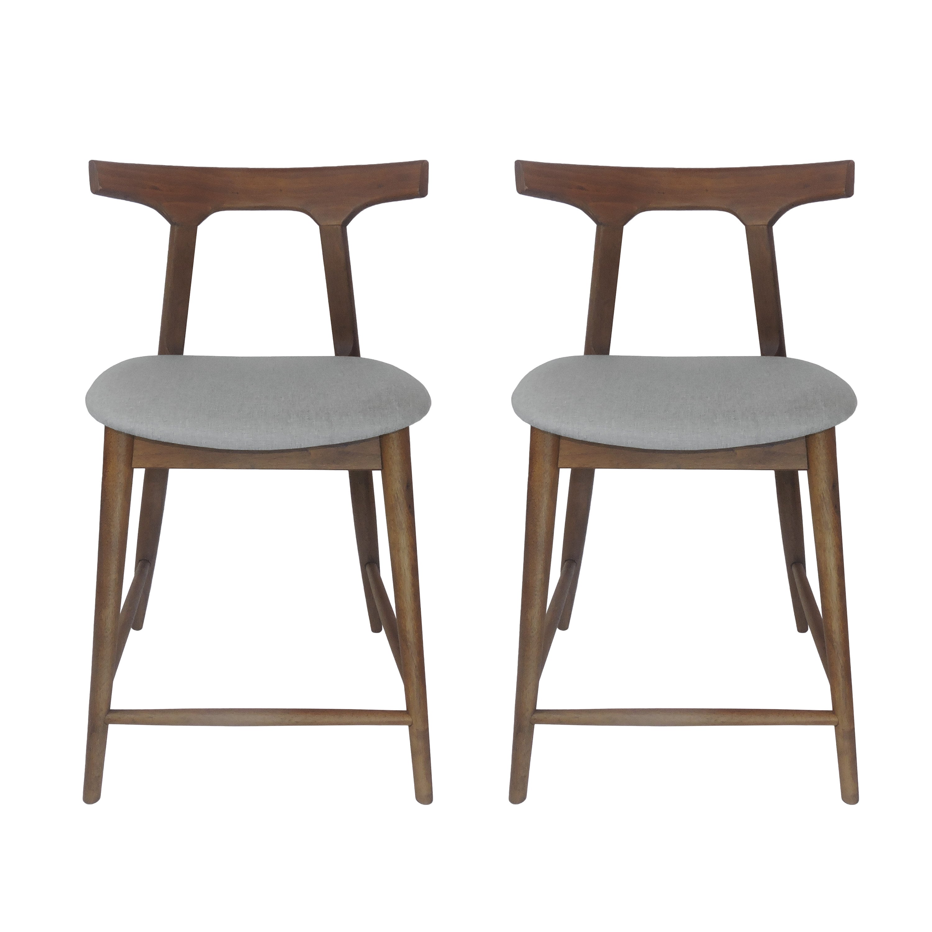 Annett Mid Century Modern Fabric Upholstered Wood 24.5 Inch Counter Stools, Set of 2