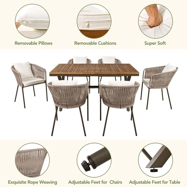 7 Piece Patio Dining Table and Chair Set