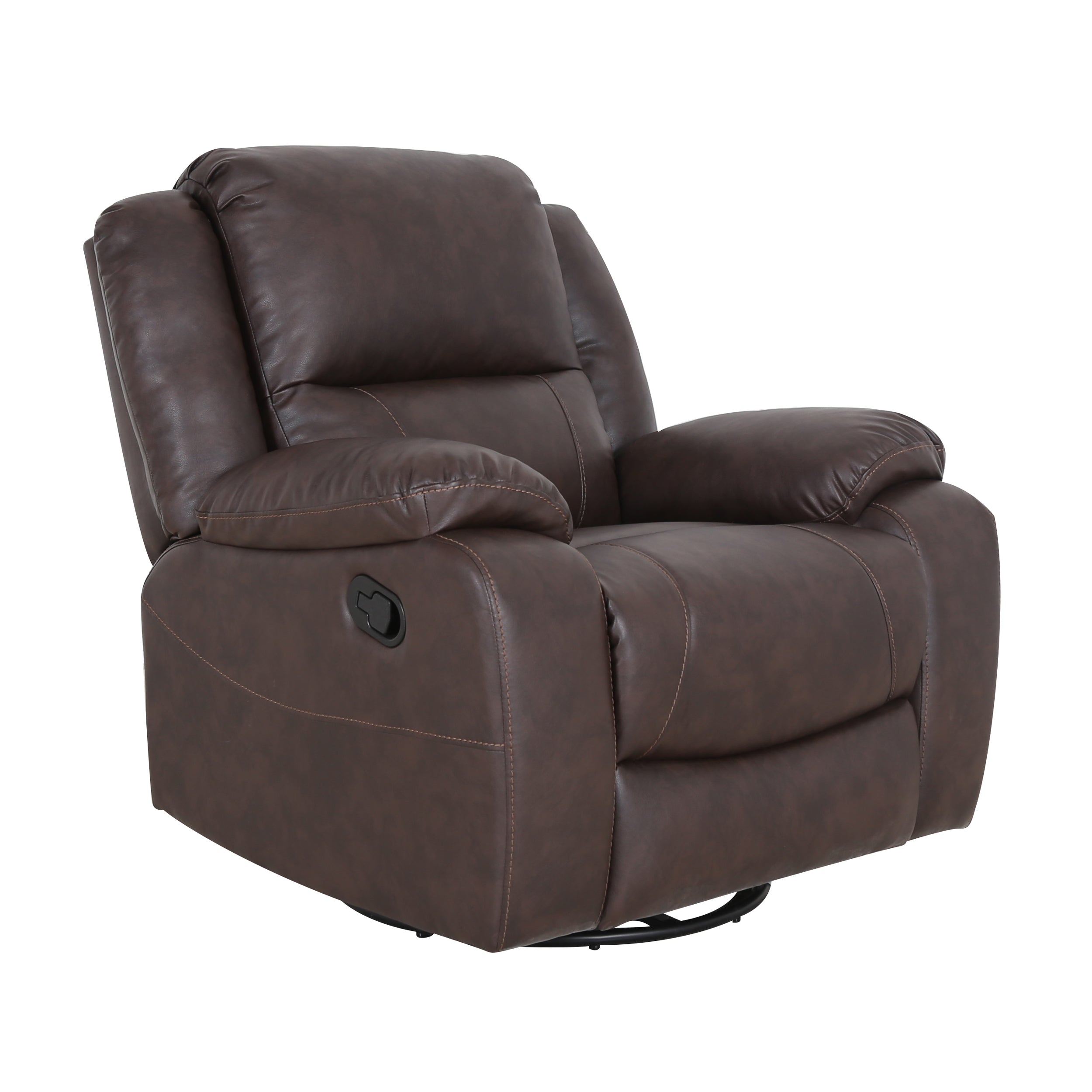 Flora Classic Tufted Leather Swivel Recliner, Dark Brown