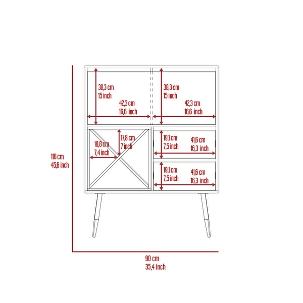 Rosie Armoire Two Door with Two Open Shelves， Five Shelves and Hanging Rod - N/A - - 35399354