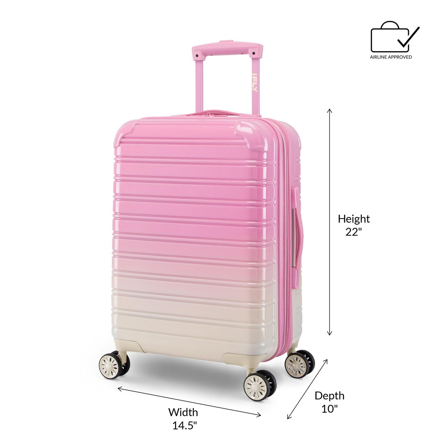 iFLY Hardside Fibertech Carryon Luggage 20  Strawberry Lemonade  Crowdfused