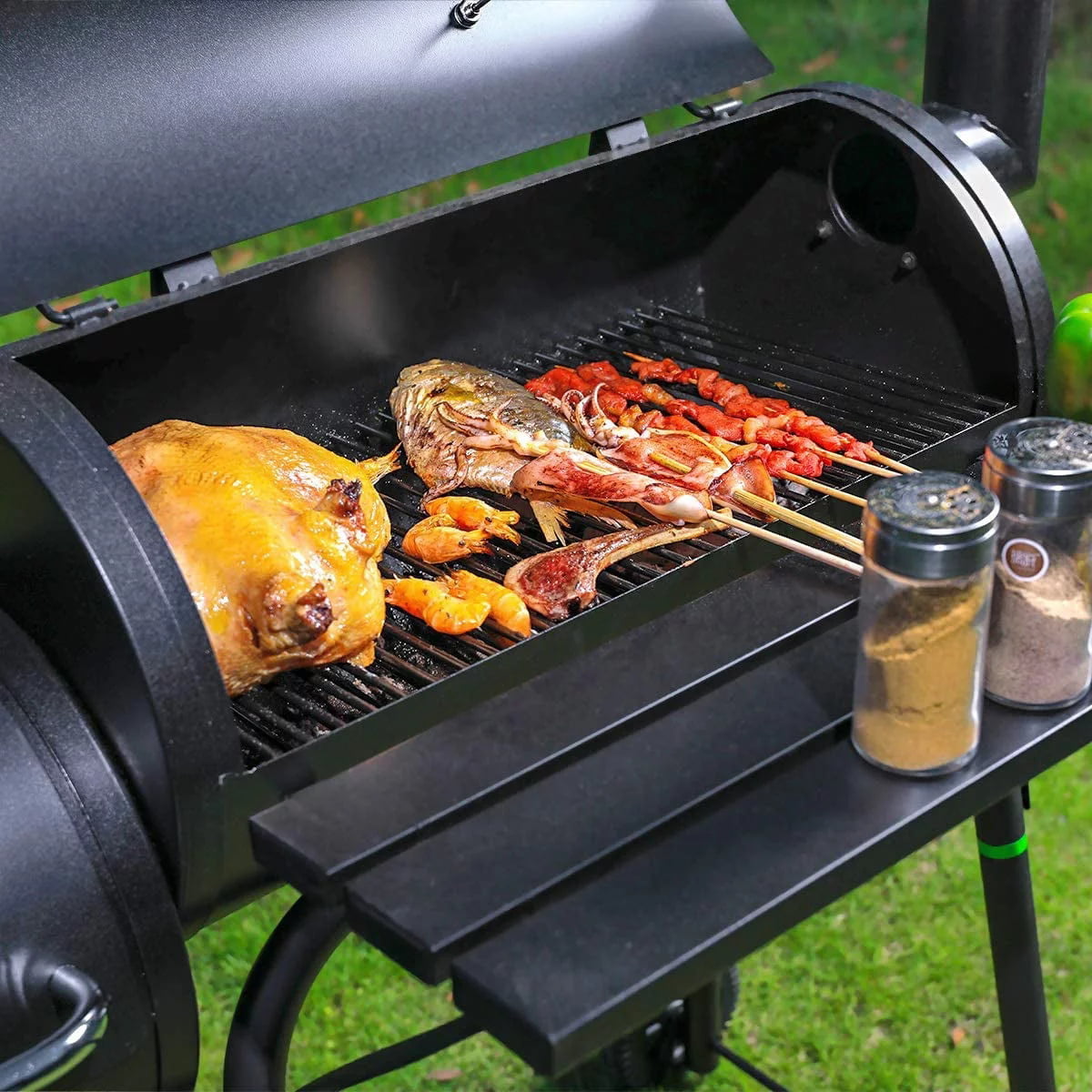 AEDILYS 27 inch Charcoal Barrel Grill with Offset Smoker