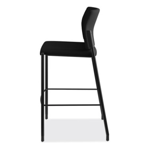 HON Accommodate Series Caf Stool， Supports up to 300 lbs.， Black Seat/Black Back， Black Base (SCS2NECU10B)