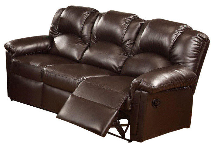 Opulent Hardwood  Metal  ampBonded Leather Recliner Sofa  Espresso   Industrial   Sofas   by VirVentures  Houzz