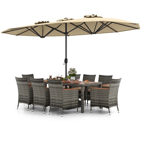 Costway 10 Pieces Patio Wicker Dining Set with DoubleSided Patio