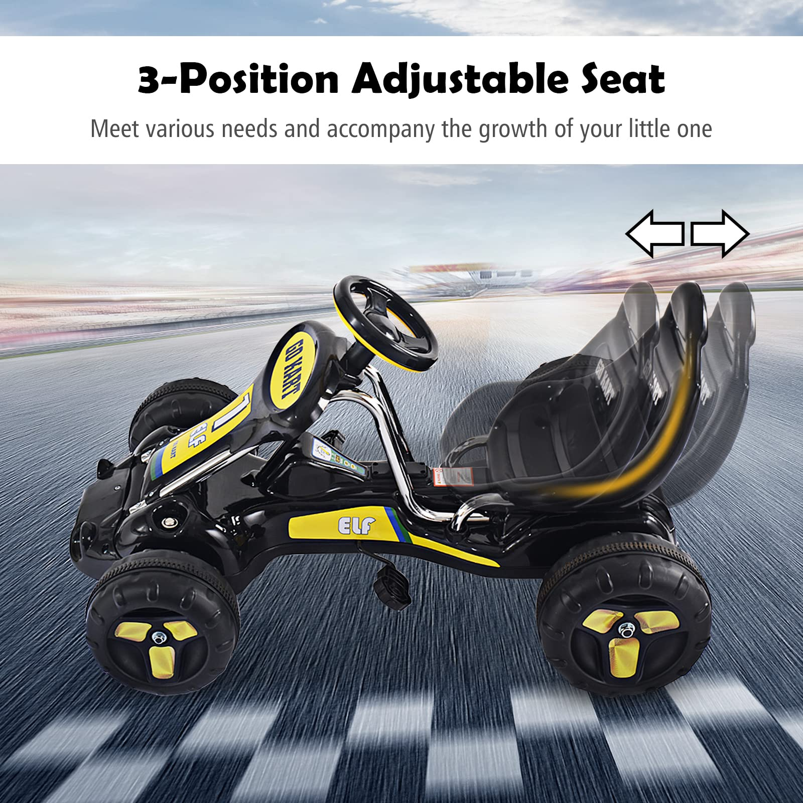 Costzon Go Kart for Kids, 4-Wheel Pedal Powered Car