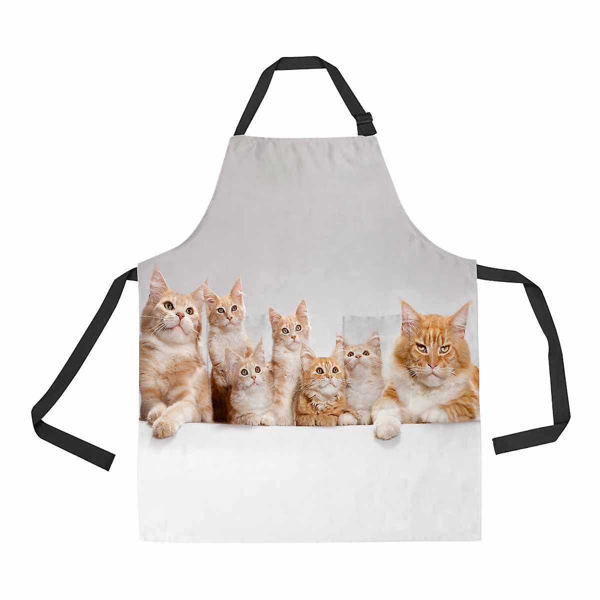 Red Little Kittens Unisex Adjustable Bib Apron With Pockets For Commercial Restaurant And Home Kitchen Use