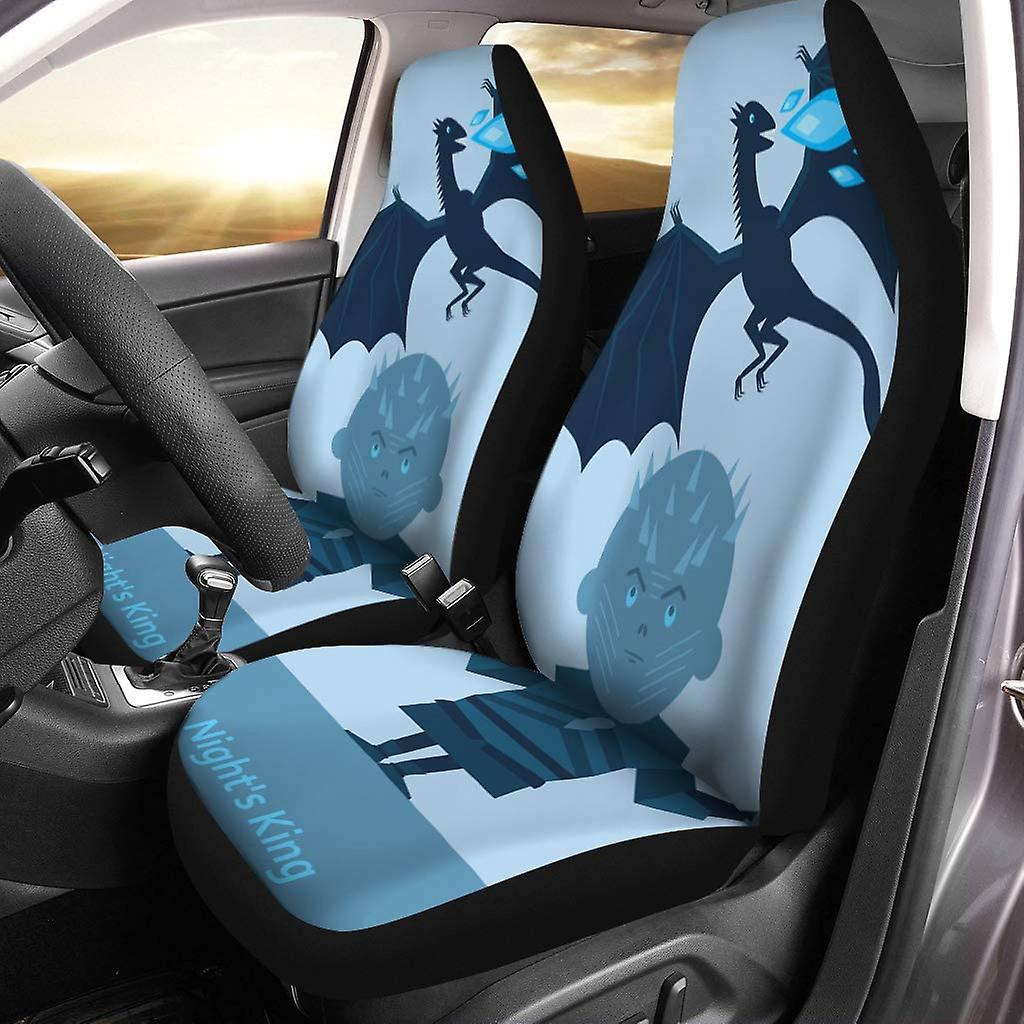 Set Of 2 Car Seat Covers Night's King Dinosaur Universal Auto Front Seats Protector Fits For Car，suv Sedan，truck