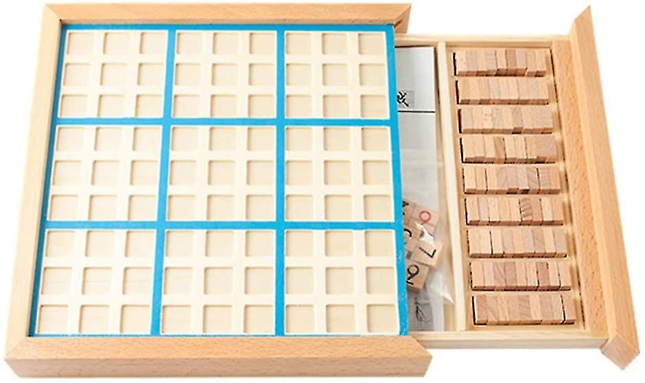 Wooden Sudoku Puzzle Board With Drawer Desktop Toys