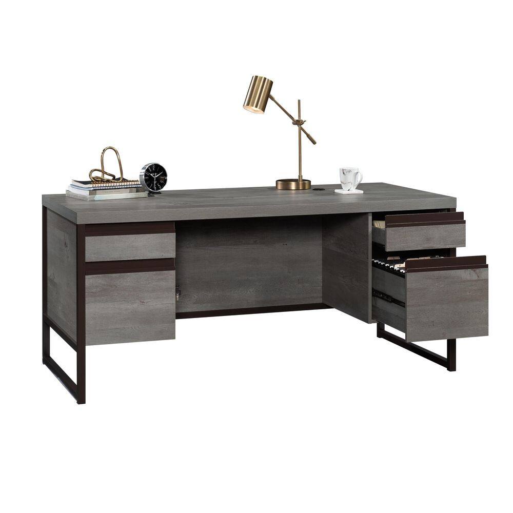 SAUDER Manhattan Gate 65.984 in. Mystic Oak Executive Desk with Locking File Storage 429254