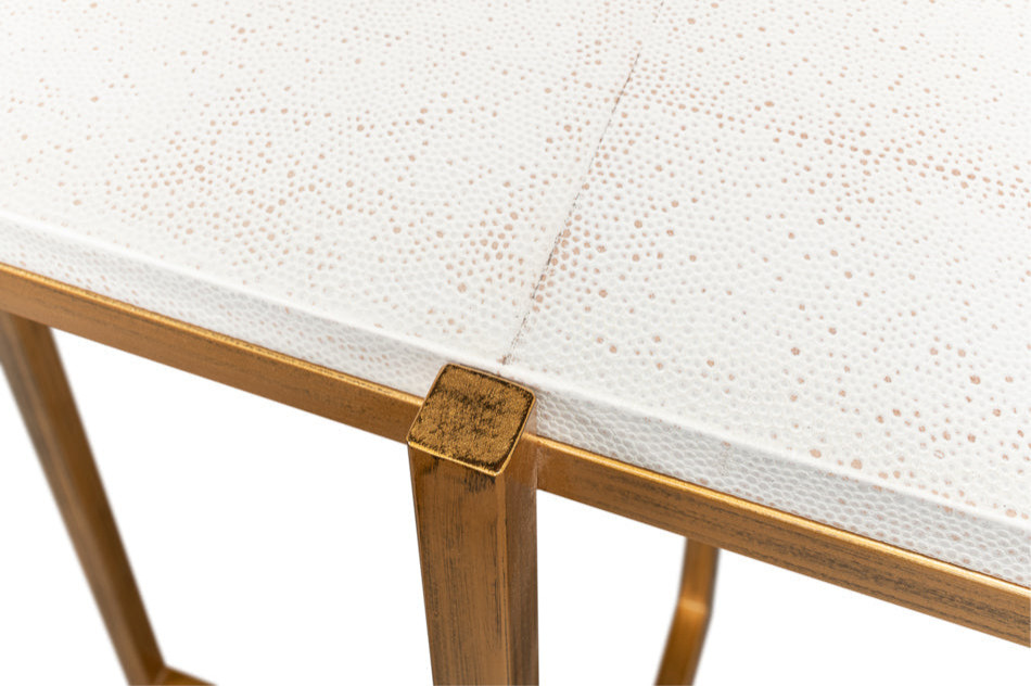 Shagreen Console Table Osprey White Leather   Contemporary   Console Tables   by Sideboards and Things  Houzz