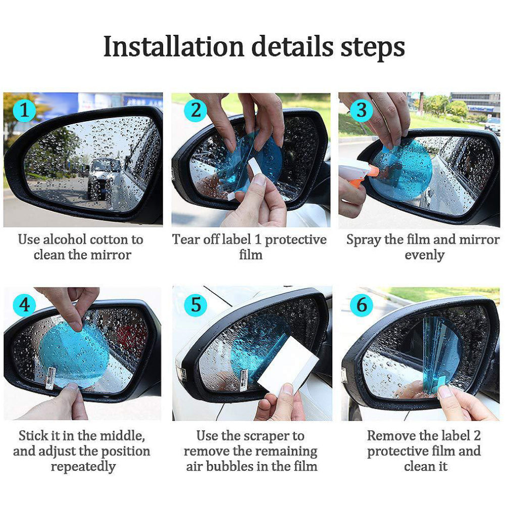 Miuline 8 Pieces Car Rearview Mirror Film Rainproof Waterproof Mirror Film Anti Fog Nano Coating Car Film For Car Mirrors Side Windows