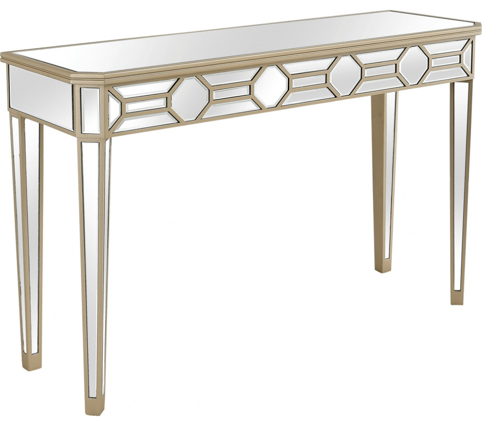 Gold Trimmed Mirrored Console Table   Contemporary   Console Tables   by HomeRoots  Houzz