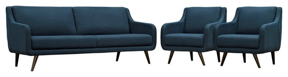 Luisa Azure Living Room Set Set of 3   Midcentury   Living Room Furniture Sets   by Virgil Stanis Design  Houzz