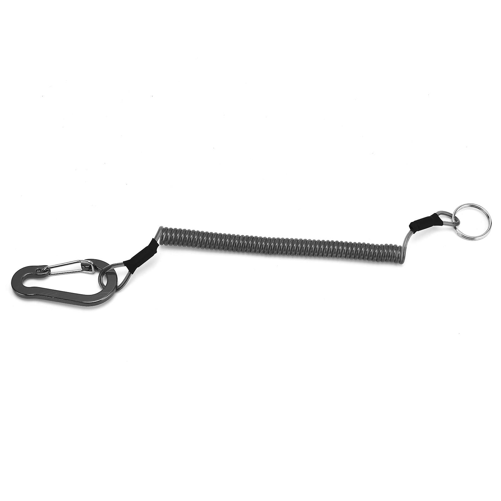 Fishing Lanyards Rope Retractable Safety Spring Coiled Ropes Keychain Accessoriesblack