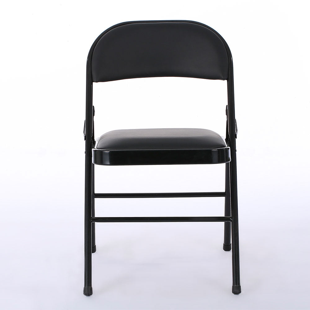 UBesGoo 6 Pack Folding Chairs Cushioned Padded Seat Wedding Chairs with Metal Frame Black