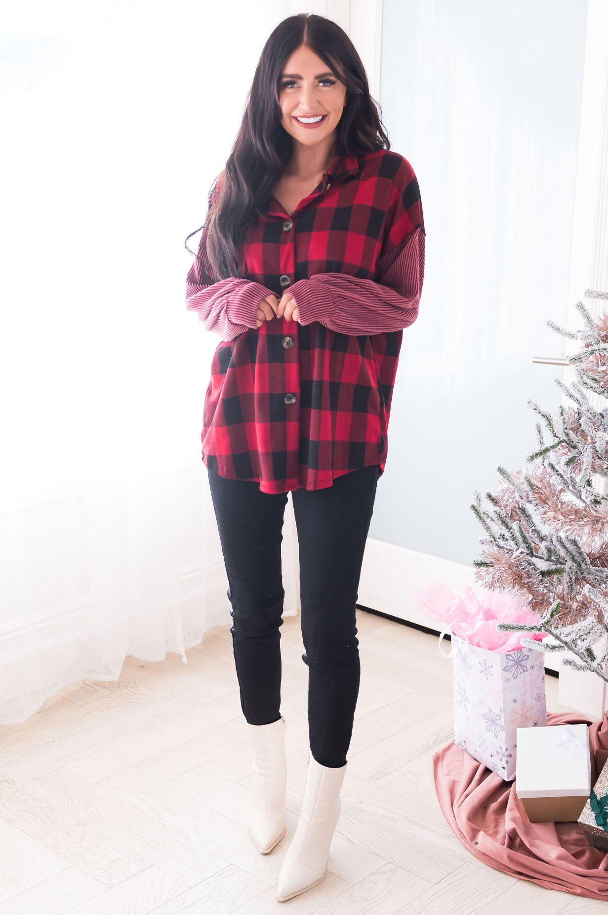 Prettiest Plaid Modest Blouse