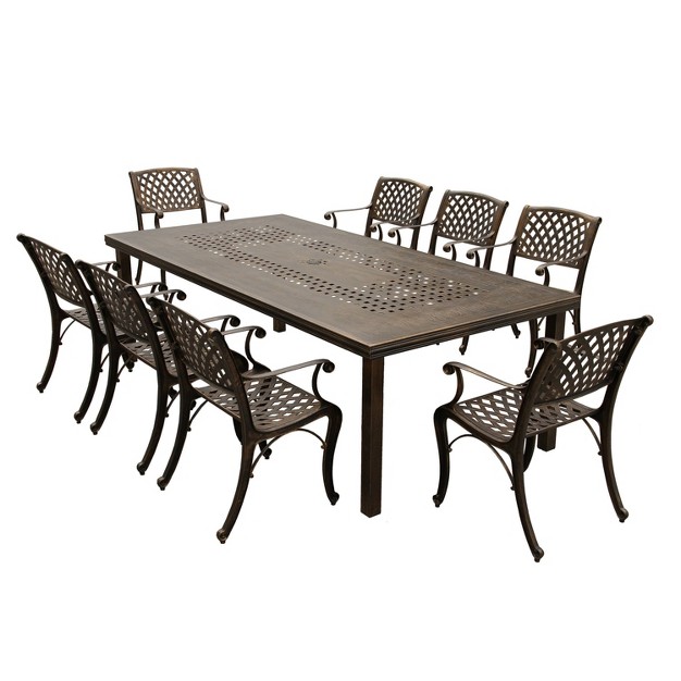 Rectangular Modern Ornate Outdoor Mesh Aluminum Patio Dining Set With Four Chairs Black Oakland Living