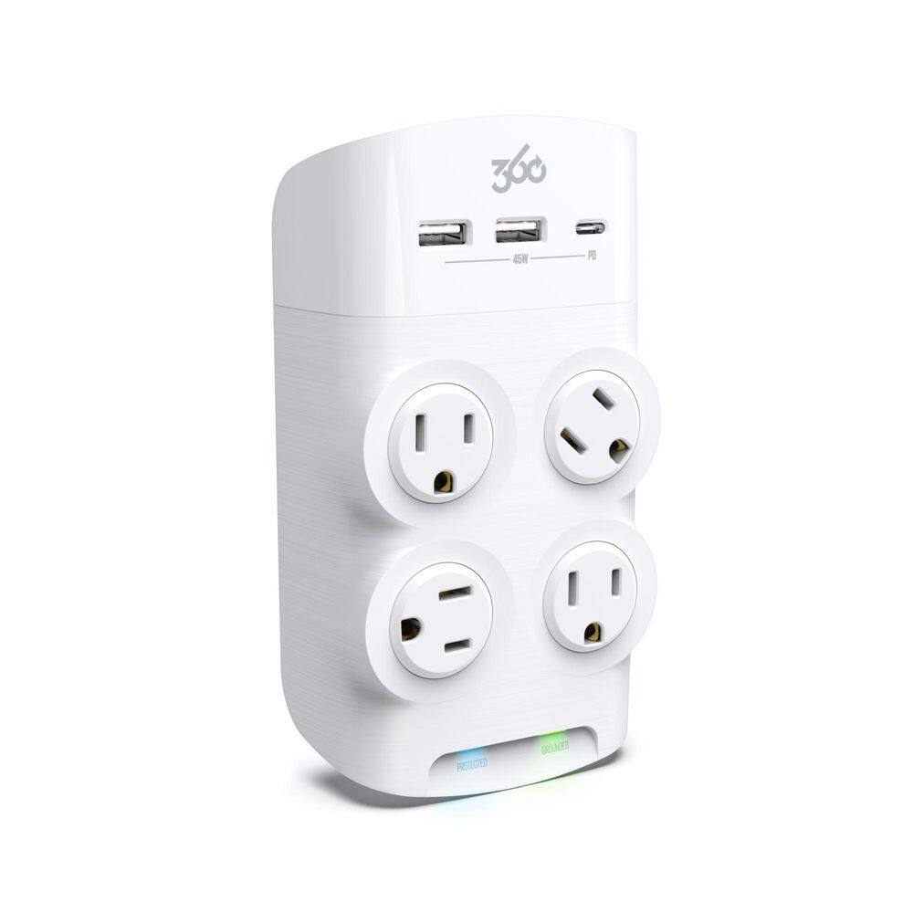 360 Electrical 45-Watt Revolve 4-Outlet Surge Protector 3E0771-WHT6NA