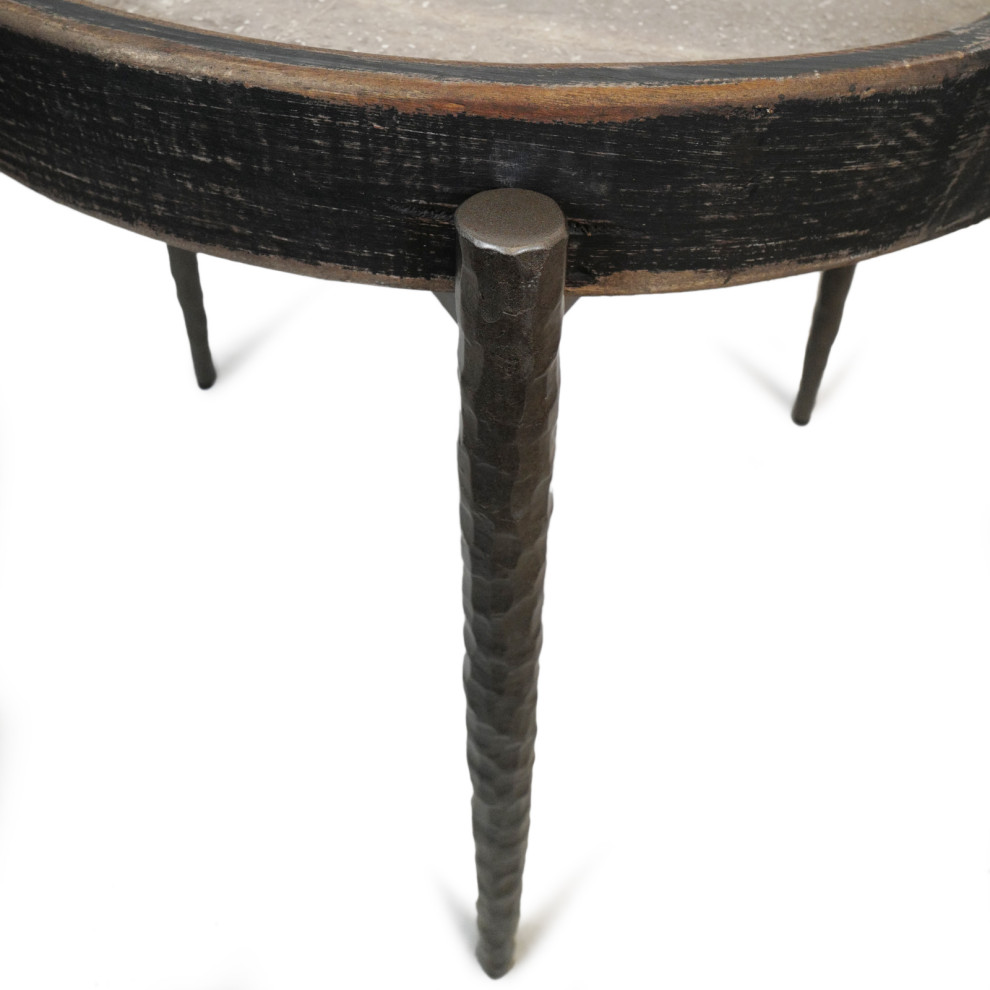 Alpine Marble  ampElm Side Table   Industrial   Side Tables And End Tables   by Design Mix Furniture  Houzz