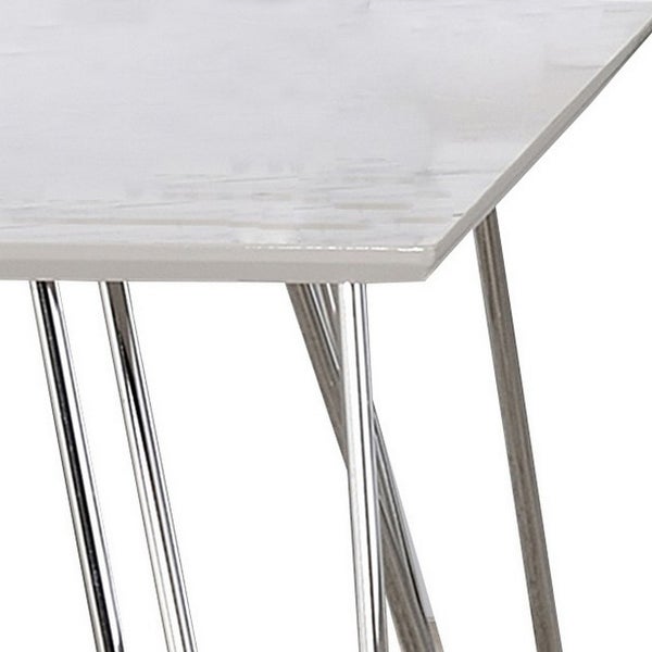 24 Inch Modern Side End Table， Square Tabletop， Sturdy Silver Hairpin Legs