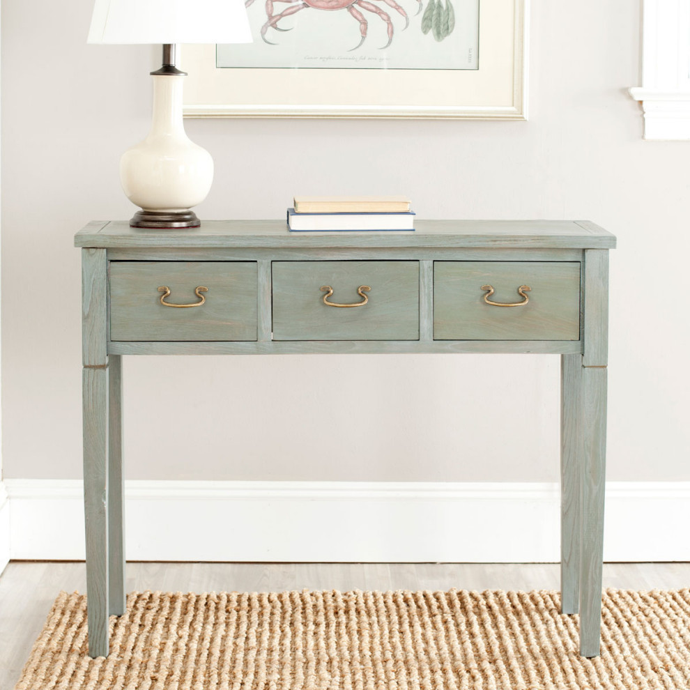 Lou Console With Storage Drawers  Ash Gray   Farmhouse   Console Tables   by Rustic Home Furniture Deco  Houzz