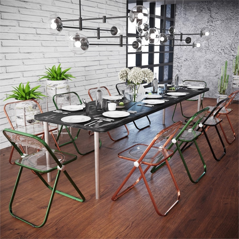 Lawrence Acrylic Folding Chair with Metal Frame  Set of 4   Contemporary   Folding Chairs And Stools   by Homesquare  Houzz