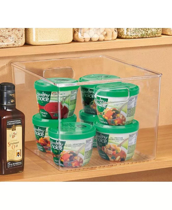 mDesign Plastic Kitchen Pantry Storage Organizer Container Bin Handles - Clear