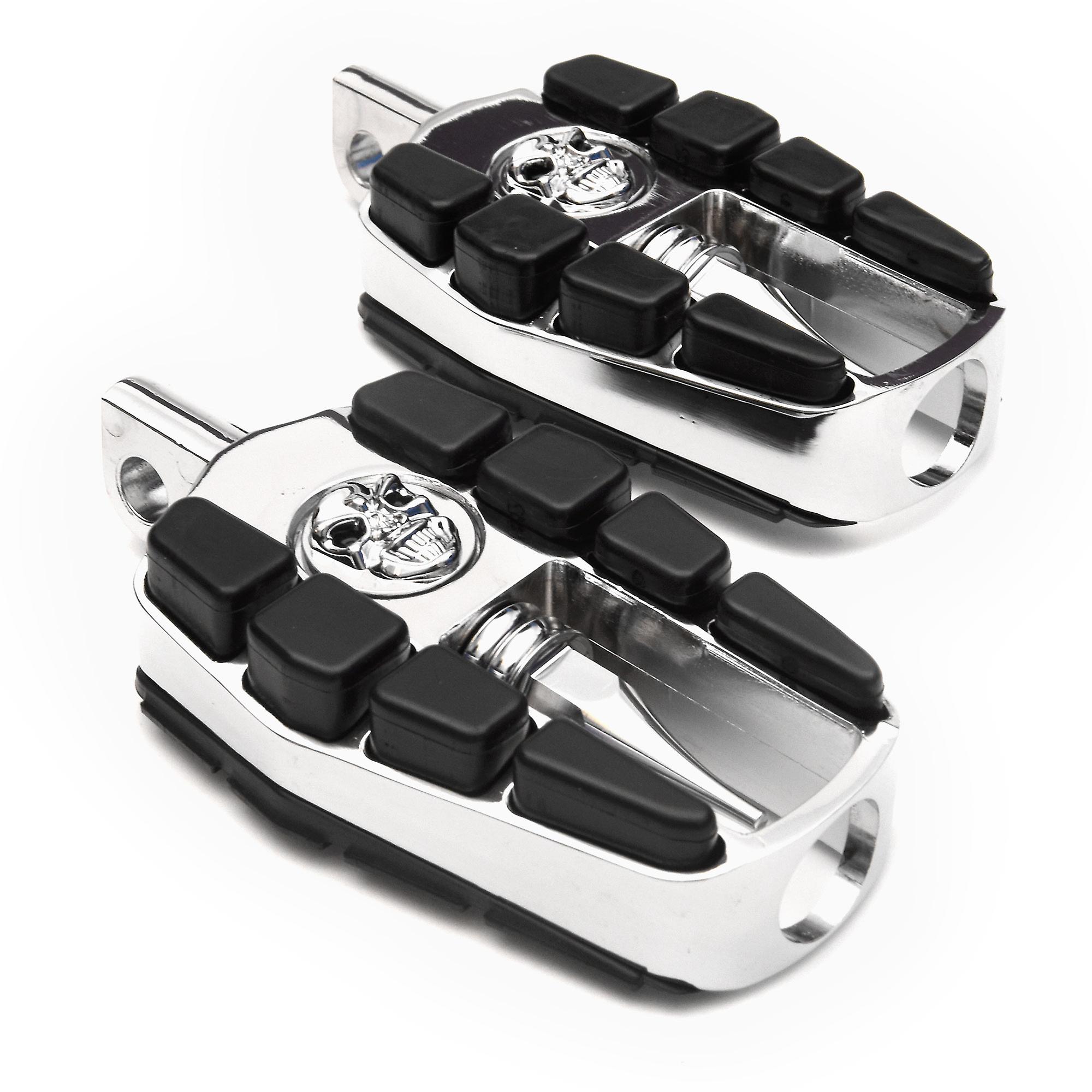 Adjustable Highway Foot Pegs Skull Footrest Compatible with Harley Davidson FXDC Dyna Super Glide Custom 1992-2014， 1 Pair， Chrome