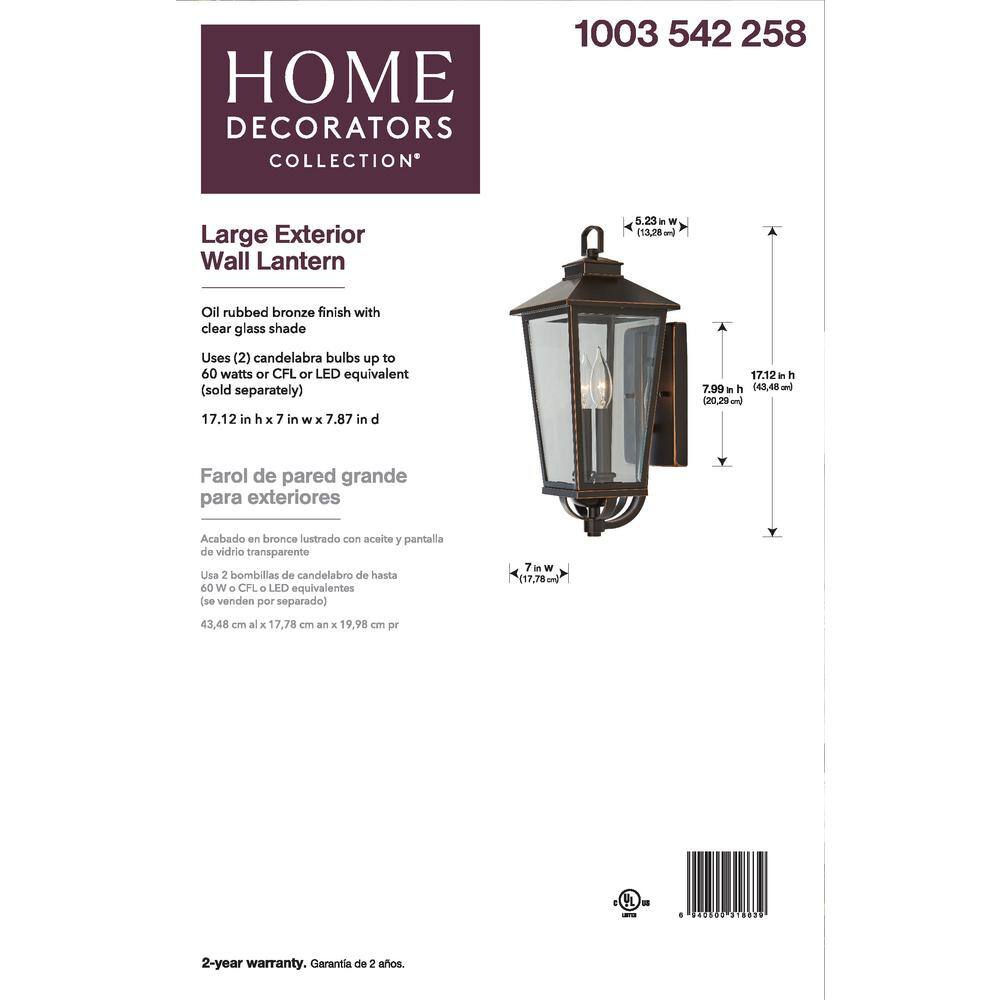 Home Decorators Collection Williamsburg Gas Style 2-Light Outdoor Wall Mount Coach Light Sconce JIQ1612A-3