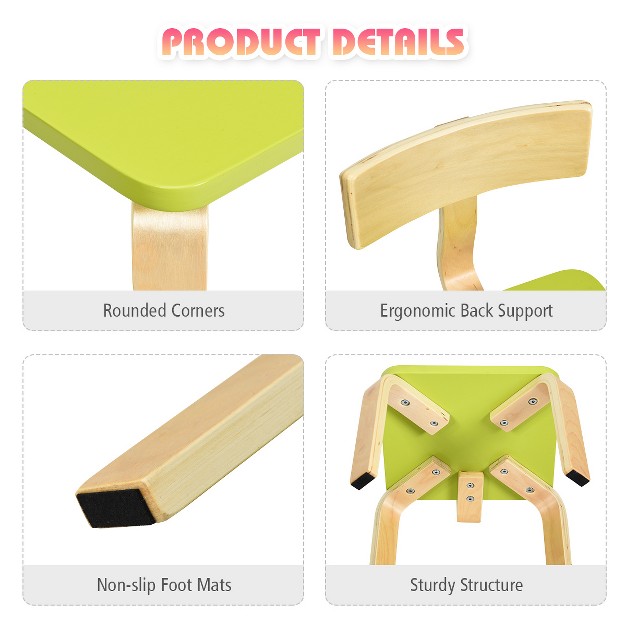 Onesstop 3 piece Kids Wooden Table Chairs Set Children Activity Desk amp Chair Furniture Pink green