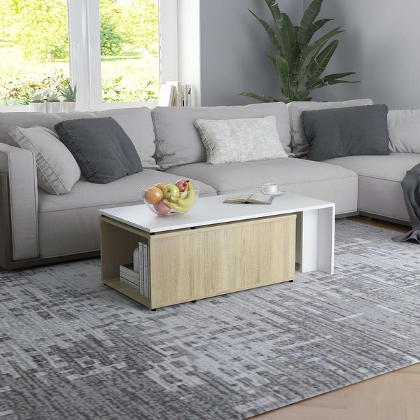 vidaXL Coffee Table White and Sonoma Oak 59.1